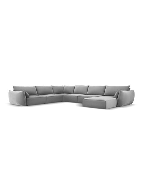 Panorama-Ecksofa (rechte Seite) Vanda Velvet 8-Sitzer Grau — 384 x 284 x 85 cm
