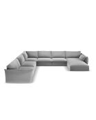 Panorama-Ecksofa (rechte Seite) Vanda Velvet 8-Sitzer Grau — 384 x 284 x 85 cm