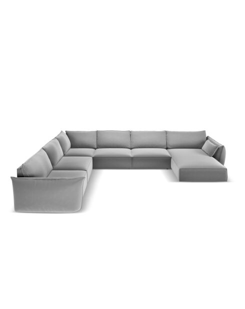 Panorama-Ecksofa (rechte Seite) Vanda Velvet 8-Sitzer Grau — 384 x 284 x 85 cm