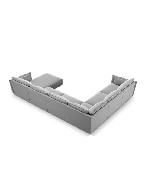 Panorama-Ecksofa (rechte Seite) Vanda Velvet 8-Sitzer Grau — 384 x 284 x 85 cm