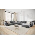 Panorama-Ecksofa (rechte Seite) Vanda Velvet 8-Sitzer Grau — 384 x 284 x 85 cm