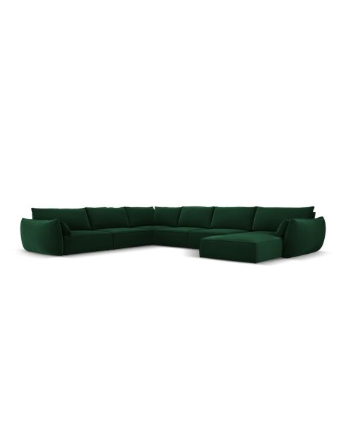 Panorama-Ecksofa (linke Seite) Vanda Velvet 8-Sitzer, flaschengrün — 384 x 284 x 85 cm