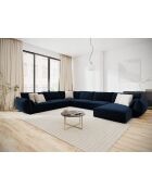 Panorama-Ecksofa (rechte Seite) Vanda Velvet 8-Sitzer Königsblau — 384 x 284 x 85 cm