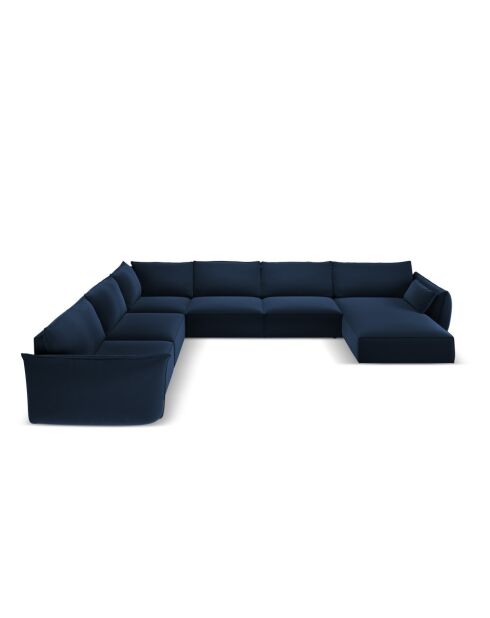 Panorama-Ecksofa (linke Seite) Vanda Velvet 8-Sitzer Königsblau - 384 x 284 x 85 cm