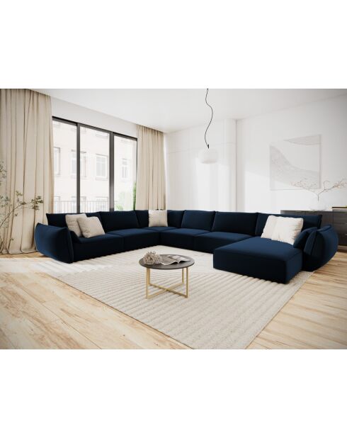 Panorama-Ecksofa (linke Seite) Vanda Velvet 8-Sitzer Königsblau - 384 x 284 x 85 cm