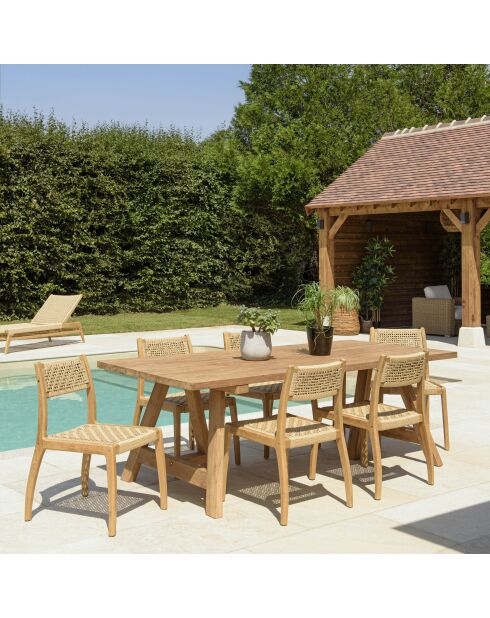 Juego de muebles de jardín para 6/8 personas: 1 mesa de comedor rectangular de color beige