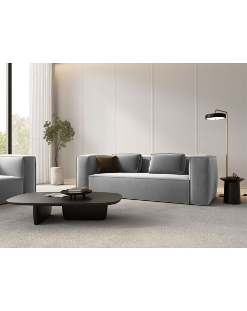 Verbena 3-Sitzer-Samtsofa Hellgrau - 200x94x73 cm