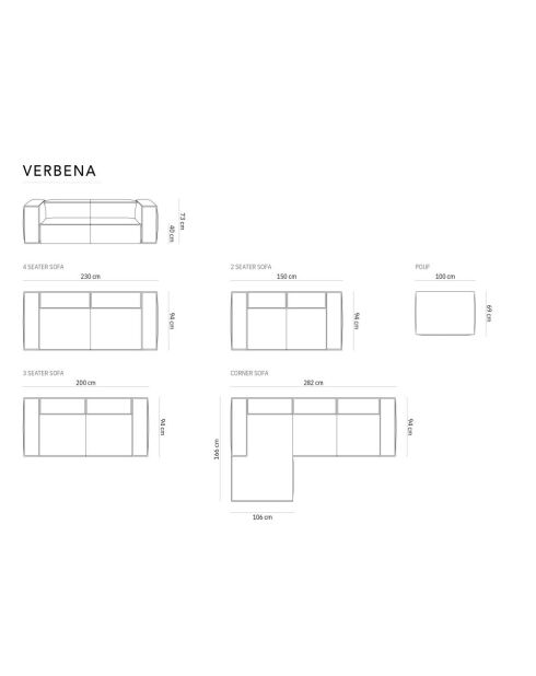 Verbena 3-Sitzer-Samtsofa Hellgrau - 200x94x73 cm