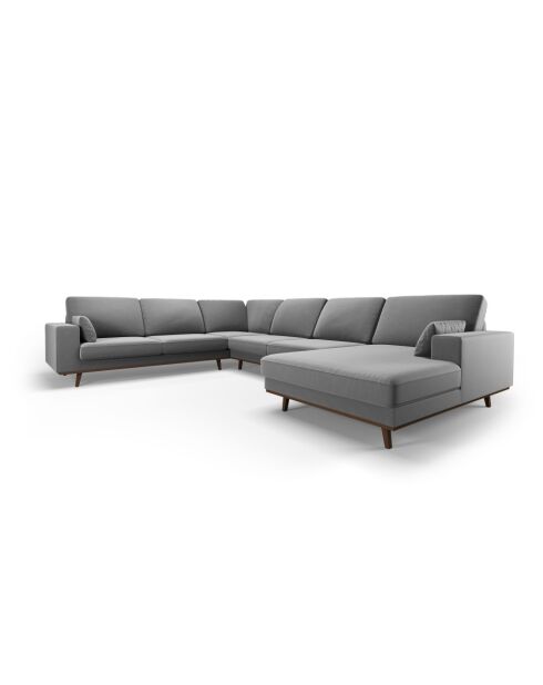 Panorama-Ecksofa (linke Seite) Samt Hebe 6 Sitze Grau - 350x273x83 cm