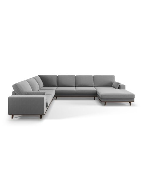 Panorama-Ecksofa (rechte Seite) Hebe Velvet 6-Sitzer Grau — 350x273x83 cm