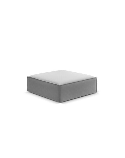 Pouf velours Vanda 1 place Gris - 100x80x38 cm