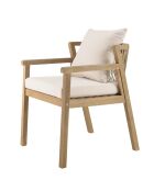 Ensemble de salon de jardin EN BOIS ACACIA 6/8 pers - 1 table rectangulaire, 6 fauteuils acacia et cordage synthétique beige