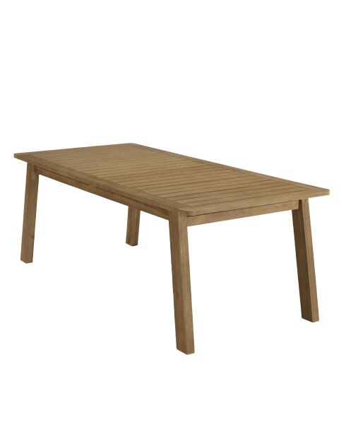 Ensemble de salon de jardin EN BOIS ACACIA 6/8 pers - 1 table rectangulaire, 6 fauteuils acacia et cordage synthétique beige