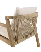 Ensemble de salon de jardin EN BOIS ACACIA 6/8 pers - 1 table rectangulaire, 6 fauteuils acacia et cordage synthétique beige
