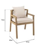 Ensemble de salon de jardin EN BOIS ACACIA 6/8 pers - 1 table rectangulaire, 6 fauteuils acacia et cordage synthétique beige