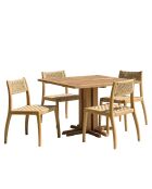 Ensemble de salon de jardin 4 personnes- 1 table à manger carrée et 4 chaises de jardin beige