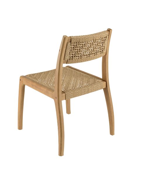 Gartenmöbelset für 4 Personen — 1 quadratischer Esstisch und 4 beigefarbene Gartenstühle