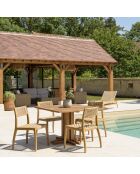 Ensemble de salon de jardin 4 personnes- 1 table à manger carrée et 4 chaises de jardin beige