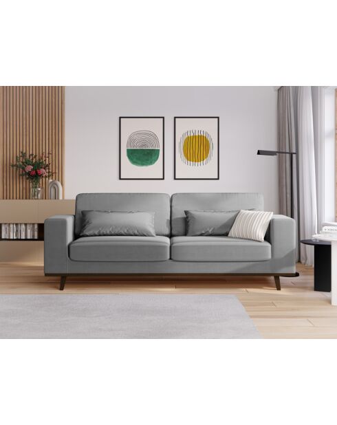 Hebe 3-Sitzer-Sofa aus grauem Samt - 236 x 93 x 83 cm