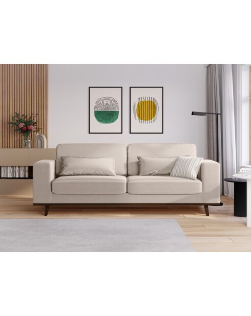 Hebe 3-Sitzer-Samtsofa Beige - 236x93x83 cm