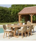 Loungeset voor 6 tot 8 personen - 1 rechthoekige tuineettafel - beige en wit