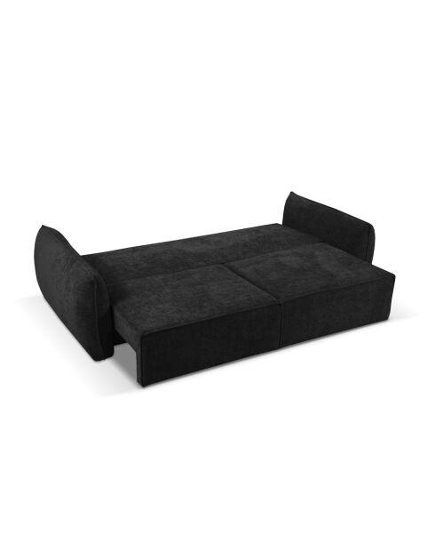 Sofá convertible Vanda de 3 plazas con caja de almacenamiento negro - 244x97x91 cm