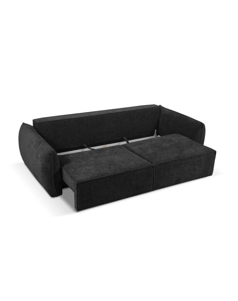 Sofá convertible Vanda de 3 plazas con caja de almacenamiento negro - 244x97x91 cm