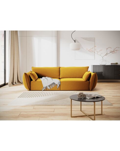 Vanda 3-Sitzer-Samtsofa Gelb - 208x110x85 cm