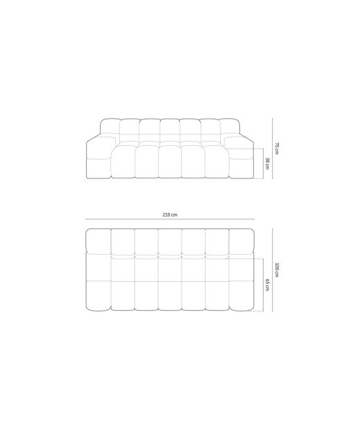 Canapé Agave 2 places tissu structurel Anthracite - 210x100x75 cm