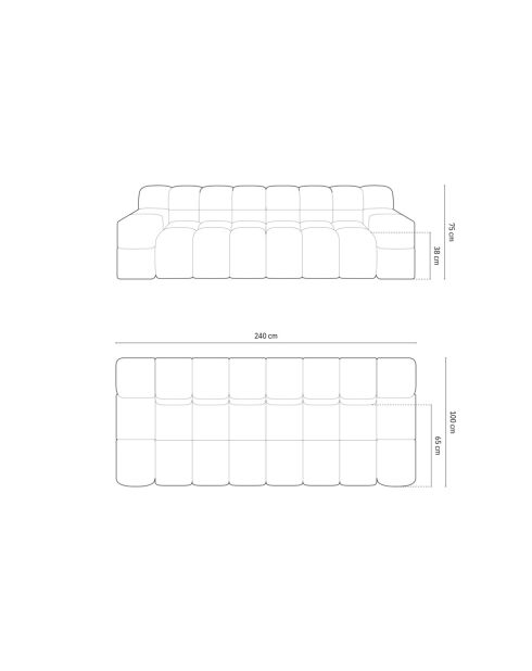 Agave 3-Sitzer-Sofa aus Strukturstoff Anthrazit - 240x100x75 cm