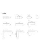 Vanda 4-zitsbank links grijs fluweel - 264x110x85 cm