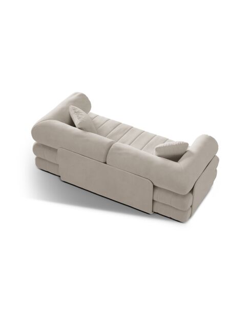 Daisy 3-zits slaapbank in beige fluweel - 206x95x70