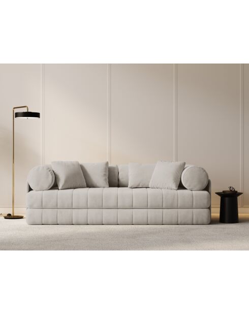 Daisy 3-zits slaapbank in beige fluweel - 206x95x70