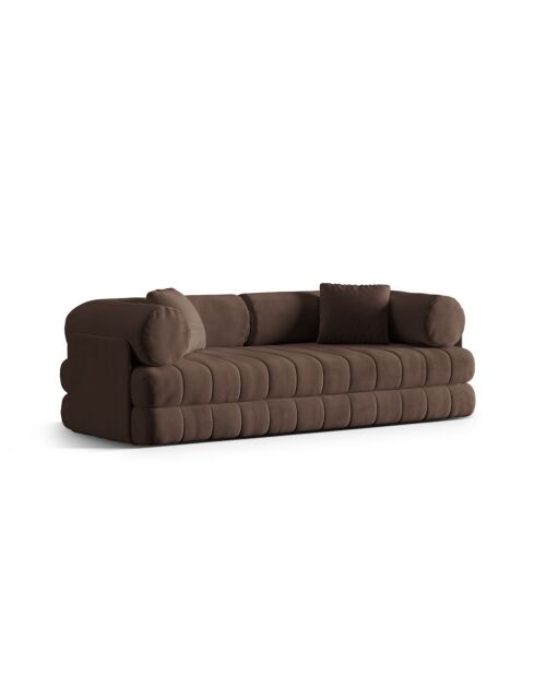 Sofá cama Daisy de terciopelo de 3 plazas color chocolate - 206x95x70