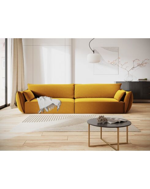 Vanda 4-Sitzer-Samtsofa Gelb - 248x110x85 cm