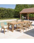 Gartenmöbelset für 8/10 Personen — 1 rechteckiger Esstisch und 8 gepolsterte Gartenstühle — Beige und Weiß