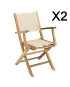 Set van 2 beige opvouwbare tuinstoelen