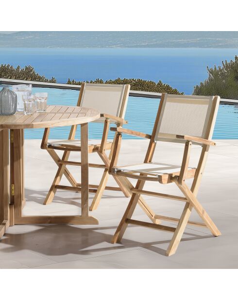 Set van 2 beige opvouwbare tuinstoelen