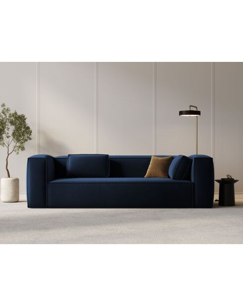 Sofá Verbena de terciopelo de 4 plazas azul real - 230x94x73 cm