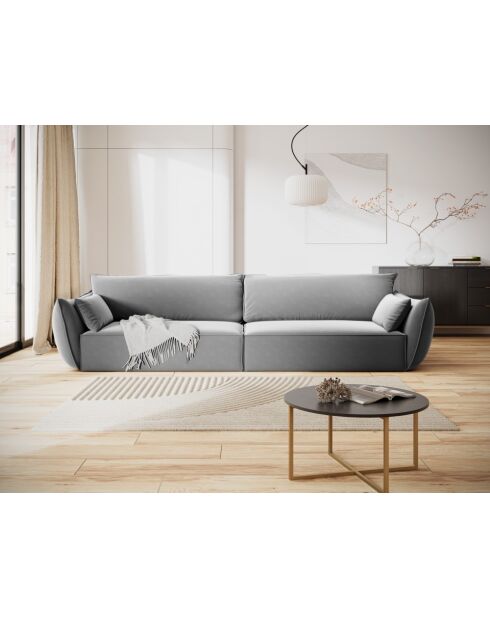 Canapé velours Vanda 4 places Gris - 248x110x85 cm