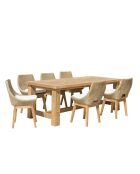Garten-Lounge-Set für 6/8 Personen — 1 rechteckiger Garten-Esstisch — Beige/Weiß