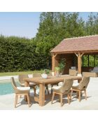 Garten-Lounge-Set für 6/8 Personen — 1 rechteckiger Garten-Esstisch — Beige/Weiß