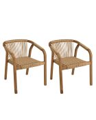 Set van 2 beige geoliede acaciafauteuils