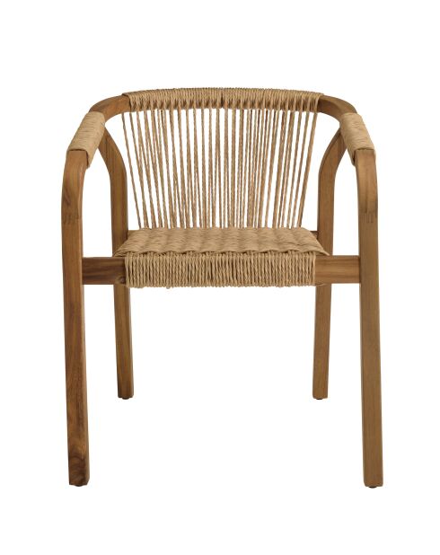 Set van 2 beige geoliede acaciafauteuils