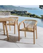 Set van 2 beige geoliede acaciafauteuils