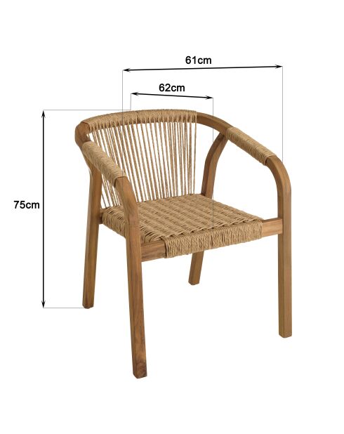 Set van 2 beige geoliede acaciafauteuils