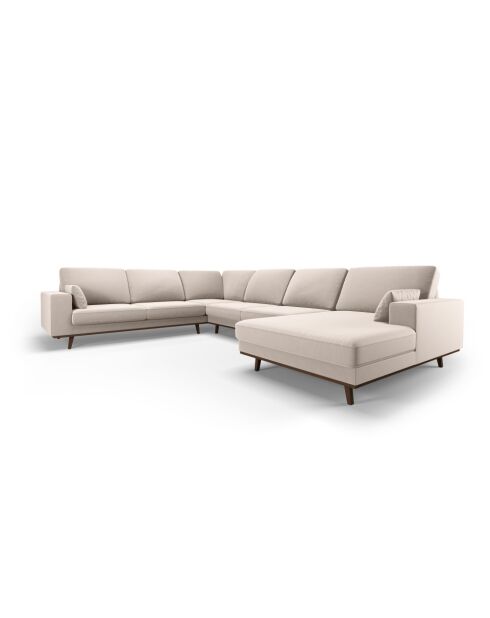 Panorama-Ecksofa (linke Seite) Hebe Velvet 6 Sitze Beige - 350x273x83 cm