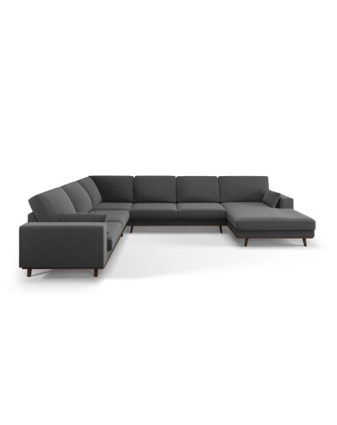 Panorama-Ecksofa (rechte Seite) Hebe Velvet 6-Sitzer Dunkelgrau - 350x273x83 cm