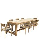 Tuinmeubelset 8/10 personen - 1 rechthoekige eettafel en 8 beige en zwarte tuinstoelen