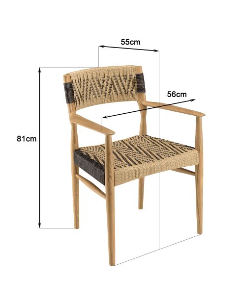 Tuinmeubelset 8/10 personen - 1 rechthoekige eettafel en 8 beige en zwarte tuinstoelen